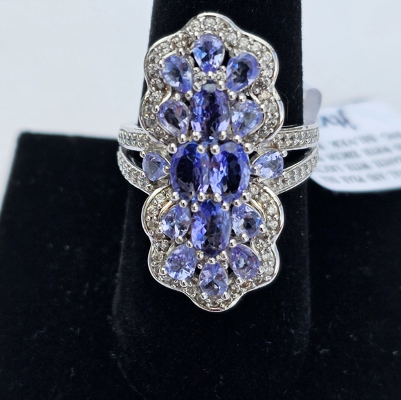 Tanzanite & Zircon Cocktail Ring Size 9 🌟 - Picture 4 of 6